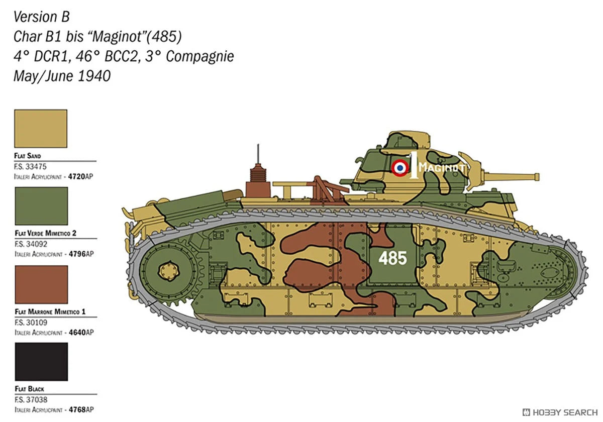 Char B1 Bis - 1/56 Scale - Italeri - IT25766