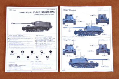 German 12.8cm SELBSTFAHRLAFETTE L/61 STURER EMIL - 1/35 Scale - Trumpeter - TRU00350