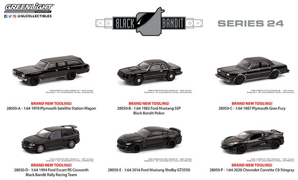 Chev Corvette C8 Stingray Black Bandit S 24 6 off 2020 - 1/64 Scale - Greenlight - GR28050-F