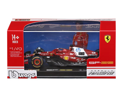 Ferrari F1 SF_25 2025 w/Helmet HC #16 Leclerc - 1/43 Scale - Bburago - Bur18-36852-16