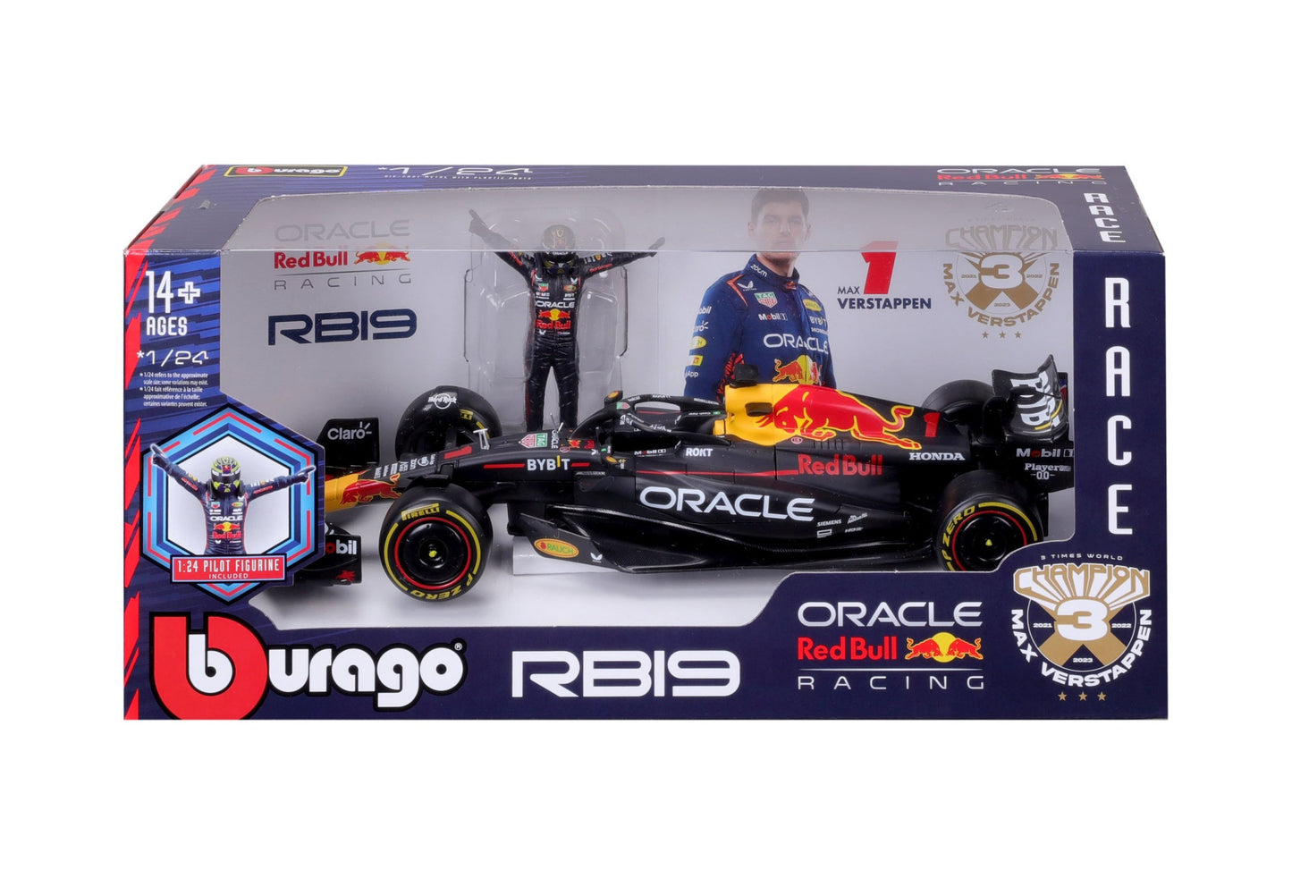 Red Bull F1 RB19 2023 (w/Driver)  #1 M.Verstappen 1/24 Bburago Bur18-28036