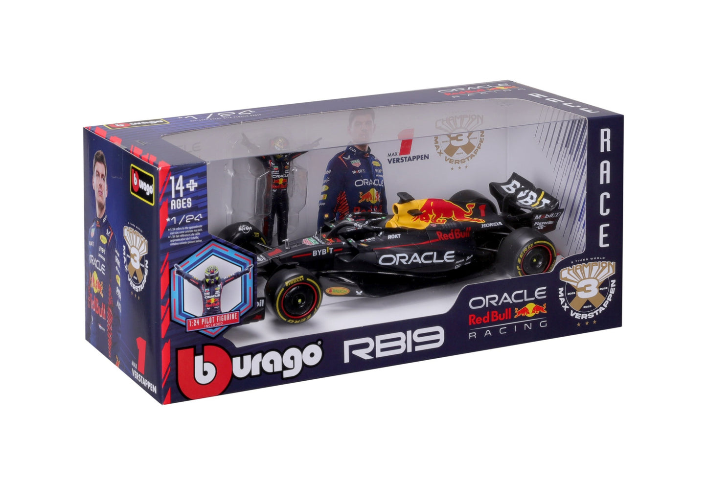 Red Bull F1 RB19 2023 (w/Driver)  #1 M.Verstappen 1/24 Bburago Bur18-28036