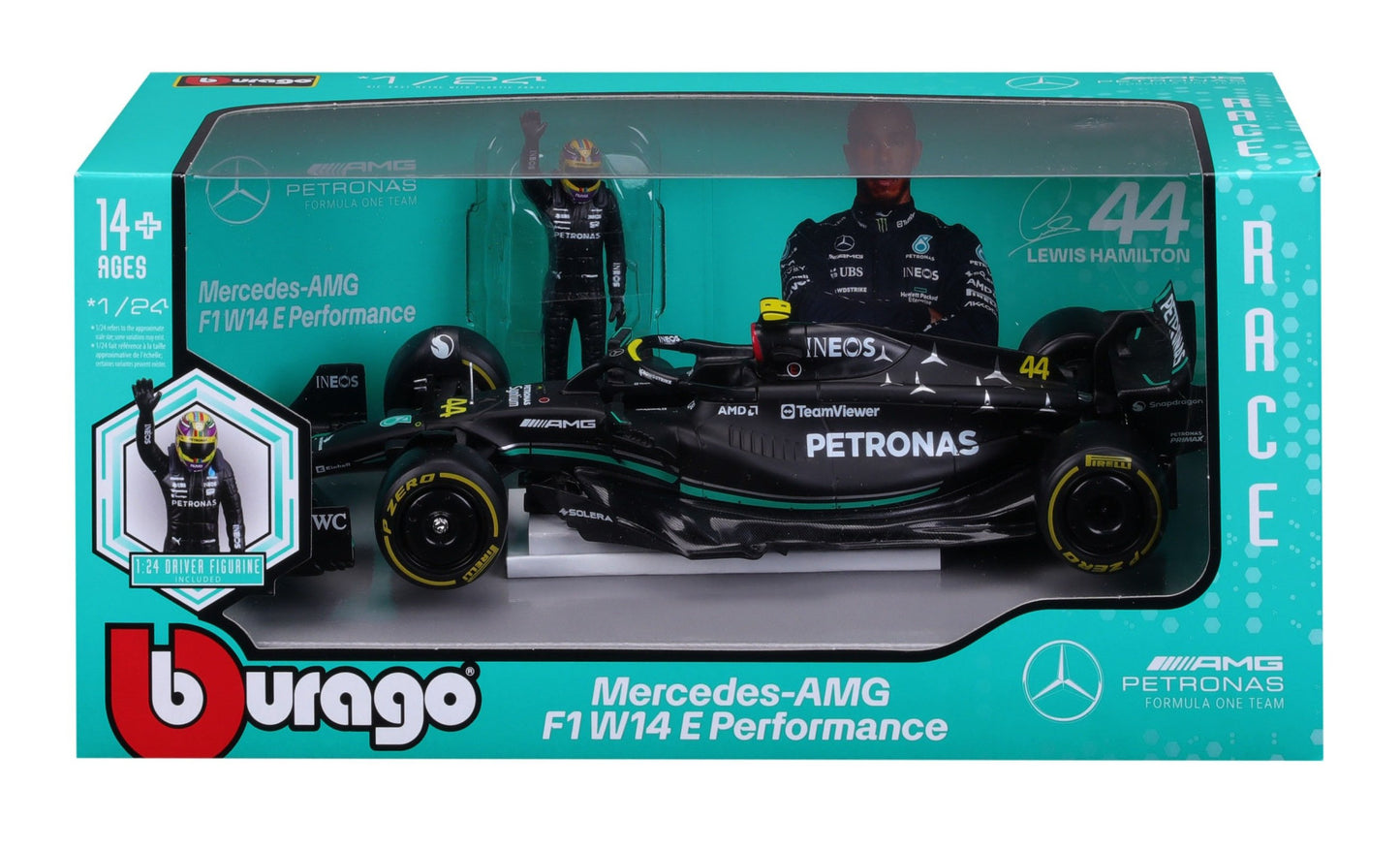 Mercedes AMG F1 W14 2023 (w/driver) #44 L.Hamilton 1/24 Bburago Bur18-28037