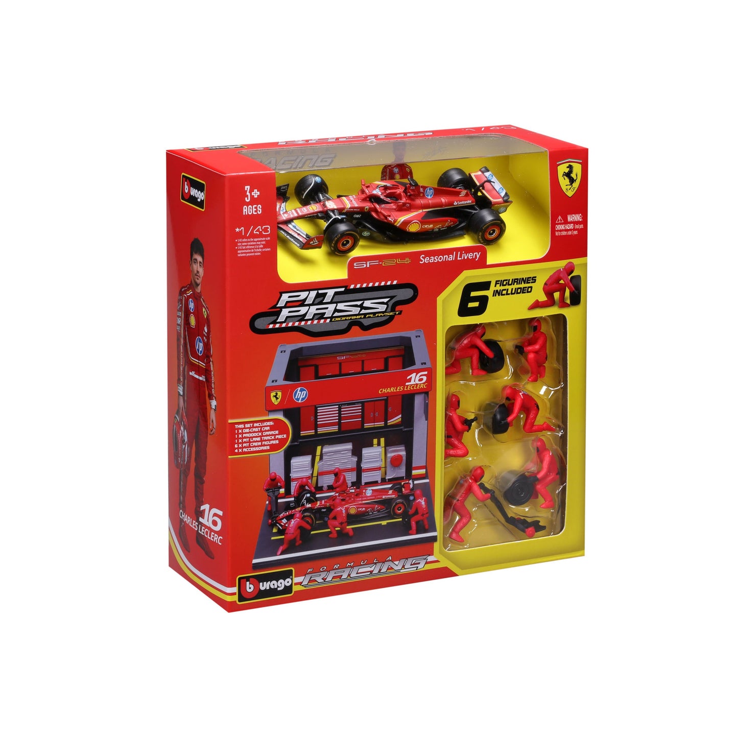 Ferrari F1 SF-24 2024 Pit Pass #16 Leclerc 1/43 Bburago Bur18-36862-16