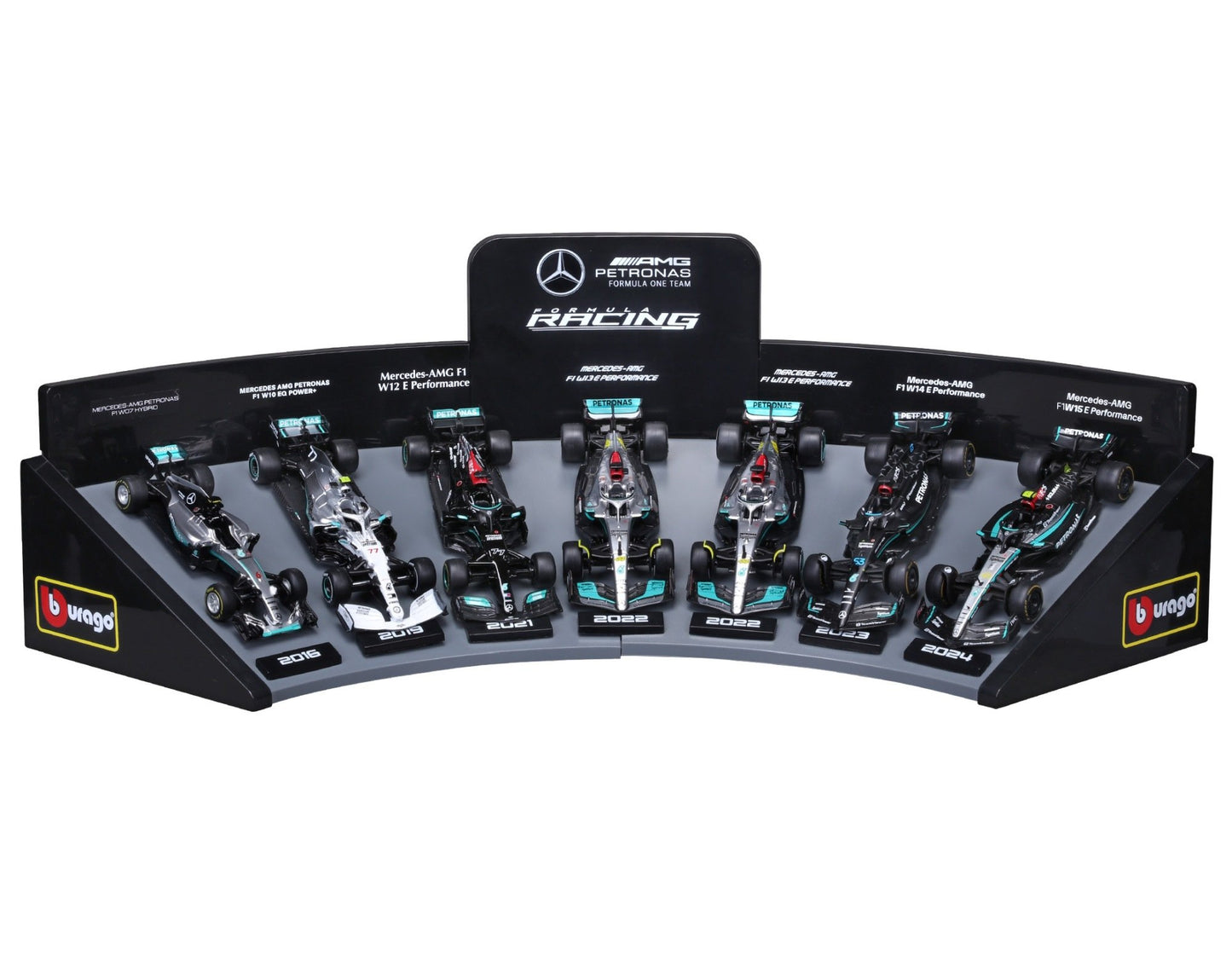 Mercedes F1 Deluxe Gift Box (7cars + Stand) 1/43 Bburago 18-38170