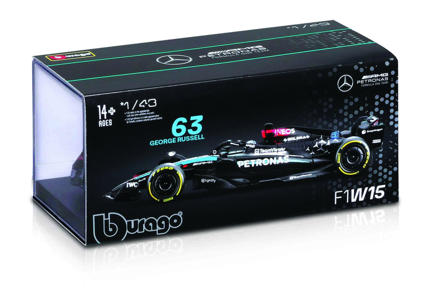 Mercedes-AMG F1 W15 2024 (w/Helmet HC) #63 1/43 Bburago Bur18-38209-63