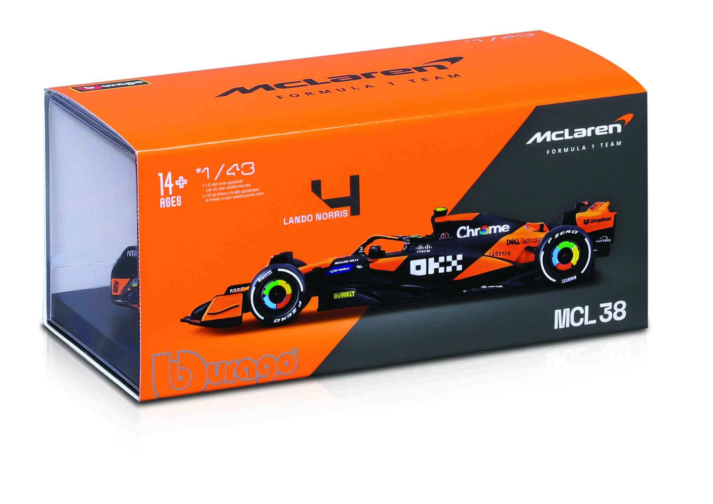 McLaren F1 MCL38 2024 (w/Helmet HC) #4 Nor 1/43 Bburago Bur18-38215-4
