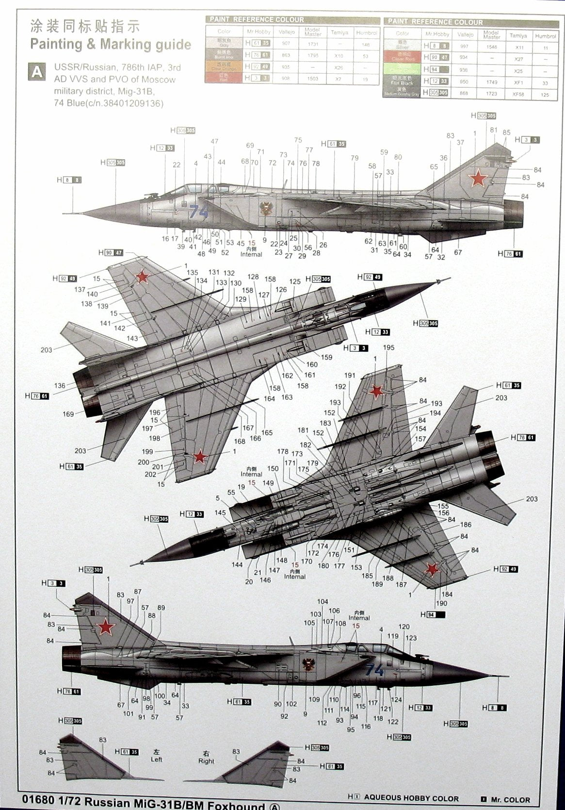Russian MIG-31B/BM Foxhound - 1/72 Scale - Trumpeter - TRU01680