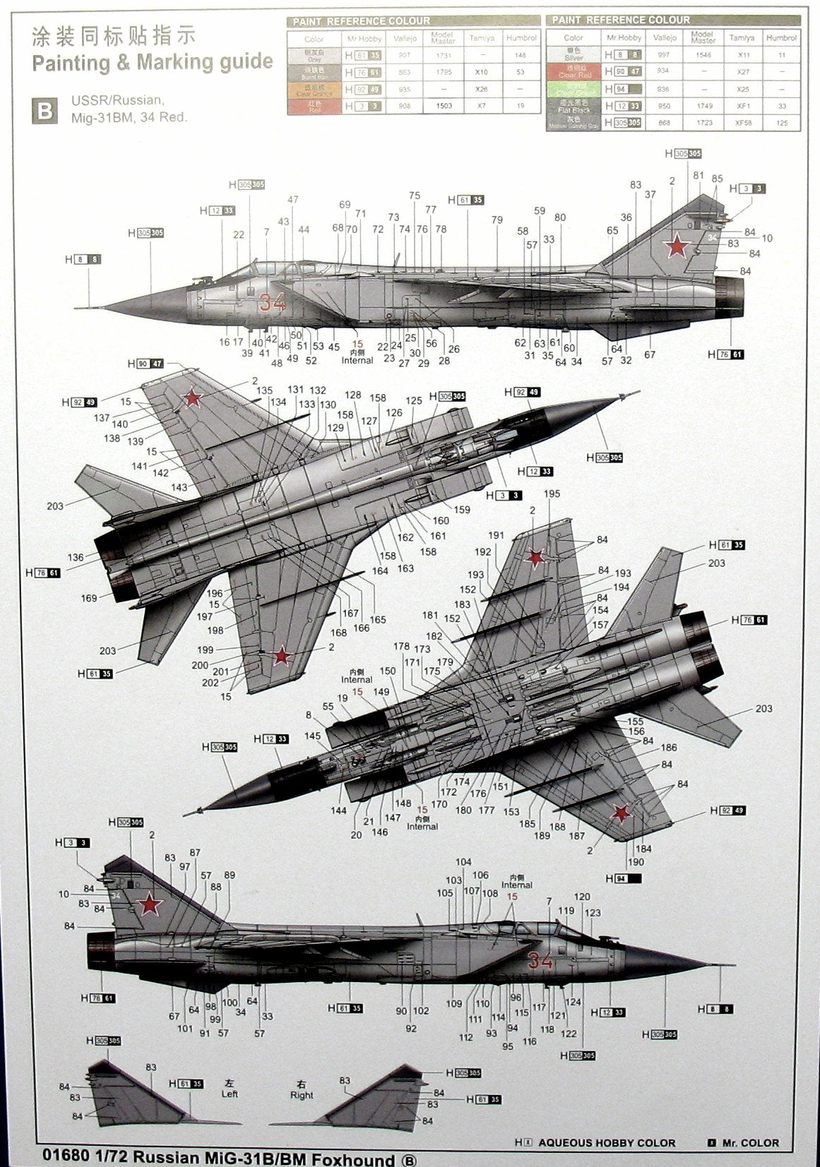 Russian MIG-31B/BM Foxhound - 1/72 Scale - Trumpeter - TRU01680