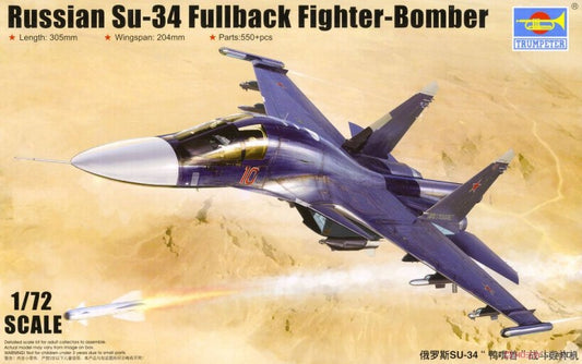 Russian SU-34 Fullback Fighter Bomber - 1/72 Scale - Trumpeter - TRU01652