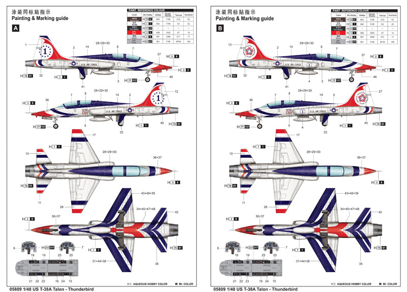 T-38A Talon Thunderbirds - 1/48 Scale - Trumpeter - TRU05809