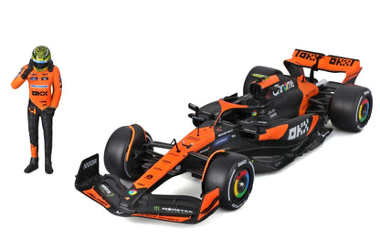 McLaren F1 MCL38 2024 w/Driver figurine #4 1/24 Bburago 18-28040