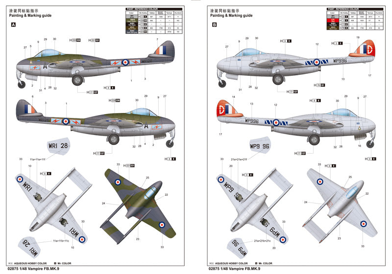 Vampire FB Mk.9 - 1/48 Scale - Trumpeter - TRU02875
