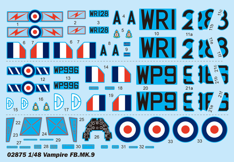 Vampire FB Mk.9 - 1/48 Scale - Trumpeter - TRU02875