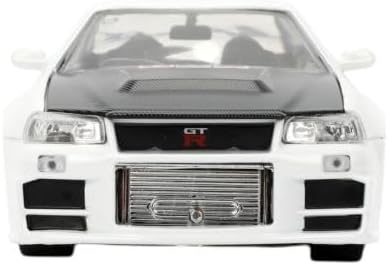 Nissan Skyline GT-R R3 JDM Tuner White/C/Fiber Hood 2002 - 1/24 Scale - Jada - JAD36339