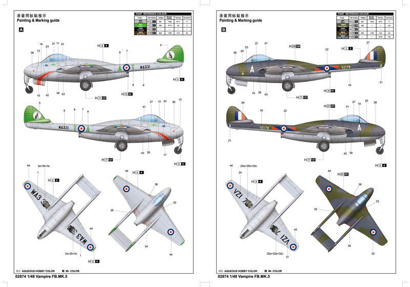Vampire FB. Mk.5 - 1/48 Scale - Trumpeter - TRU02874