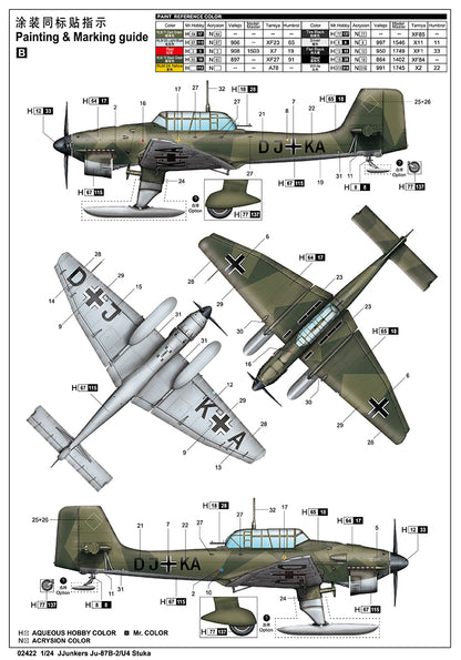 Junkers JU-87B-2/U4 Stuka - 1/24 Scale - Trumpeter - TRU02422