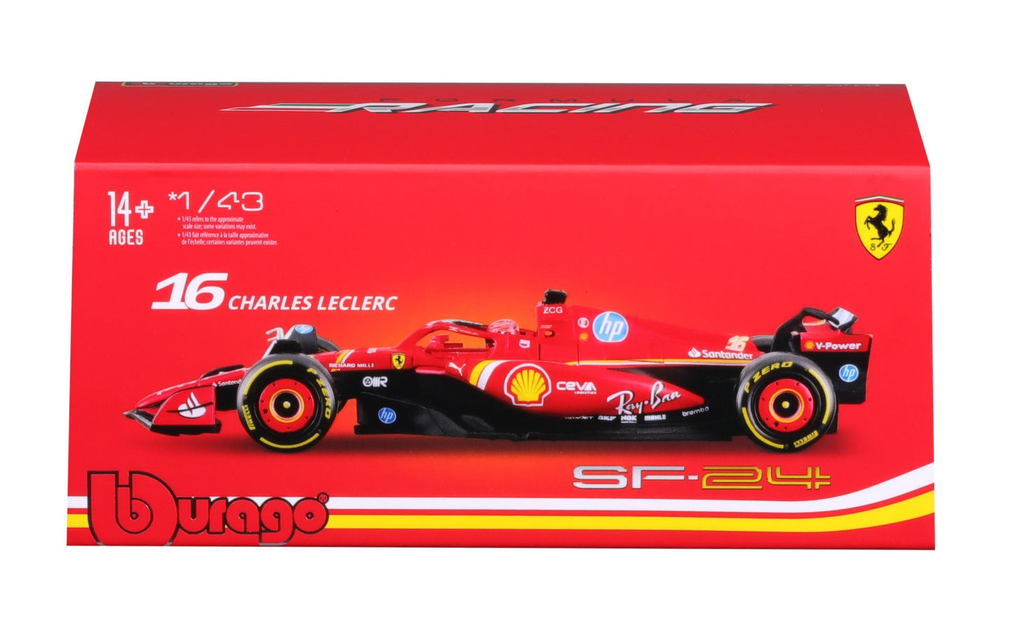 Ferrari F1 SF-24 2024(w/Helmet HC)#16 Leclerc 1/43 Bburago Bur18-36843-16