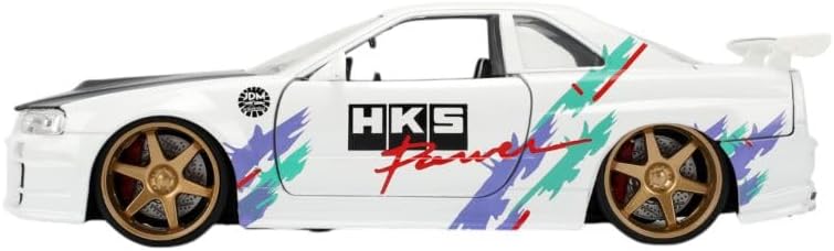Nissan Skyline GT-R R3 JDM Tuner White/C/Fiber Hood 2002 - 1/24 Scale - Jada - JAD36339