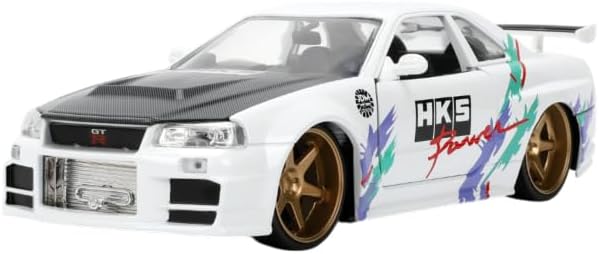 Nissan Skyline GT-R R3 JDM Tuner White/C/Fiber Hood 2002 - 1/24 Scale - Jada - JAD36339
