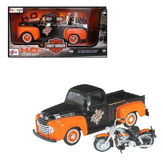 Pick-up w/Harley Davidson Motorcycle (Asst) - 1/24 Scale - Maisto - MAI 32161