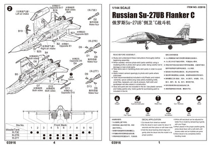 Russian SU-27UB Flanker C - 1/144 Scale - Trumpeter - TRU03916