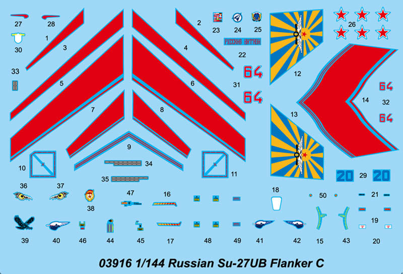 Russian SU-27UB Flanker C - 1/144 Scale - Trumpeter - TRU03916