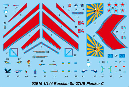 Russian SU-27UB Flanker C - 1/144 Scale - Trumpeter - TRU03916