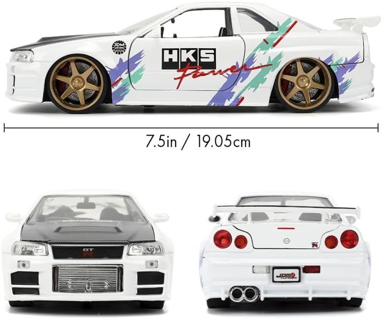 Nissan Skyline GT-R R3 JDM Tuner White/C/Fiber Hood 2002 - 1/24 Scale - Jada - JAD36339