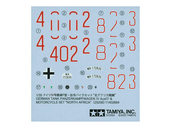 German Tank PZKW IV Ausf.F & M/Cycle Set DISC - 1/35 Scale - Tamiya - TAM25208