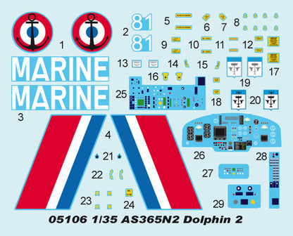 AS365N2 Dolphin 2 Helicopter - 1/35 Scale - Trumpeter - TRU05106