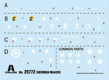 Sherman M4A3E8 Fury - 1/56 Scale - Italeri - IT25772