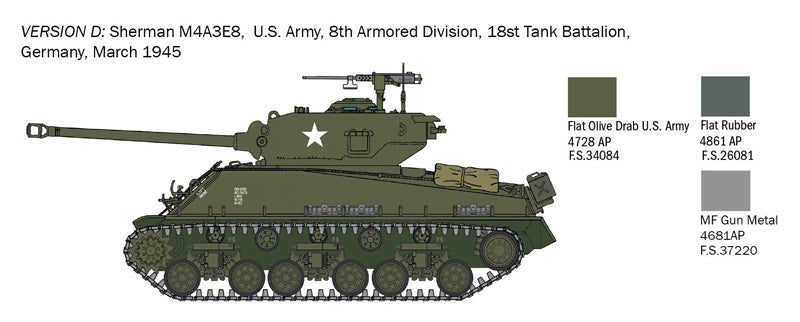 Sherman M4A3E8 Fury - 1/56 Scale - Italeri - IT25772