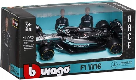 Mercedes-AMG F1 W16 2025 (w/Helmet HC) #63 - 1/43 Scale - Bburago - BUR18-38238-63