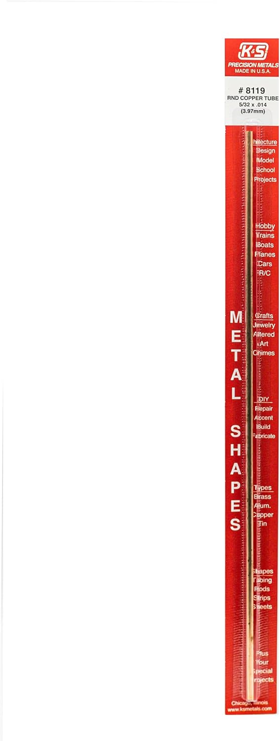 5/32" Copper Tube 12" .014" Wall 1 pcs - K&S - K&S8119