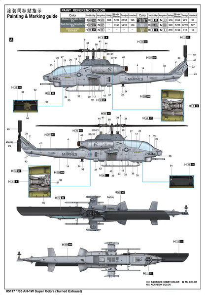 AH_1W Super Cobra (Turned Exhaust) - 1/35 Scale - Trumpeter - TRU05117