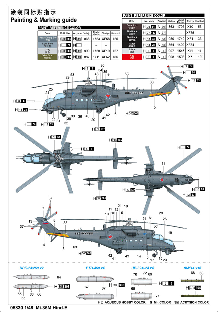 MI-35M Hind-E - 1/48 Scale - Trumpeter - TRU05830
