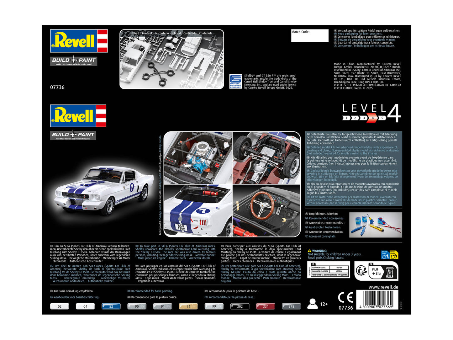 1966 Shelby GT 350 R "Stirling Moss" - 1/24 Scale - Revell - REV07736