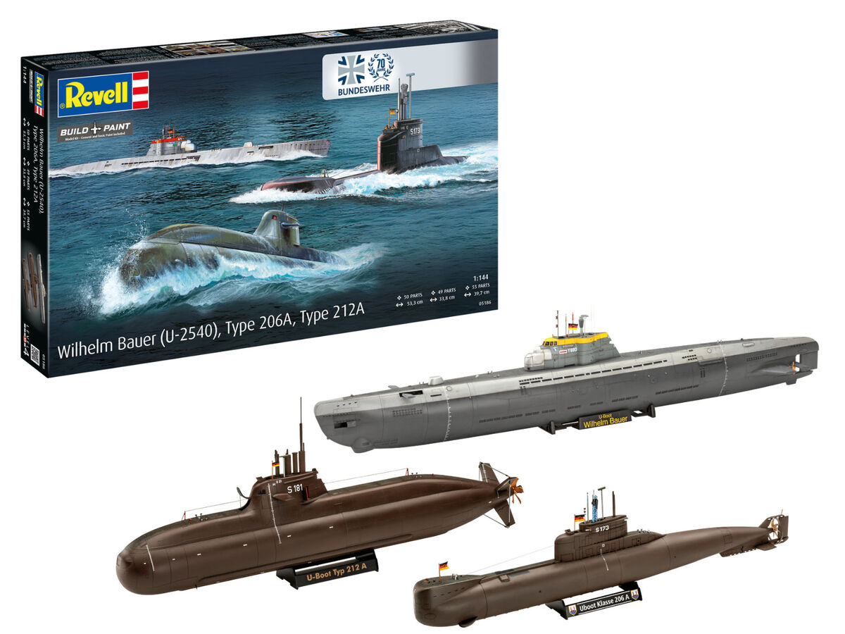 Wilhelm Bauer (U-2540) Type 206A, Type 212A - 1/144 Scale - Revell - REV05186