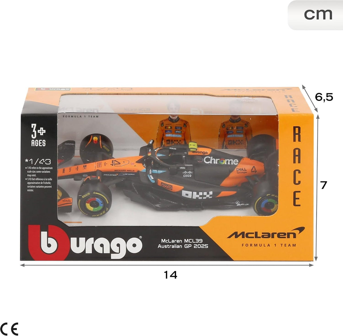 McLaren F1 MCL 39 2025 #4 Norris - 1/43 Scale - Bburago - BUR18-38248