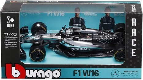 Mercedes-AMG F1 W16 2025 (w/Helmet HC) #63 - 1/43 Scale - Bburago - BUR18-38238-63