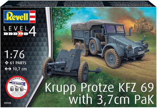Starter Kit Krupp Protze KFZ 69 w/3,7cm Pak - 1/76 Scale - Revell - REV73344