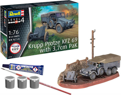 Starter Kit Krupp Protze KFZ 69 w/3,7cm Pak - 1/76 Scale - Revell - REV73344
