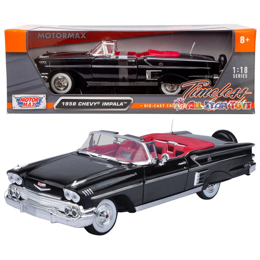 Chevrolet Impala Black 1958 - 1/18 Scale - MotorMax - MOT73112TC