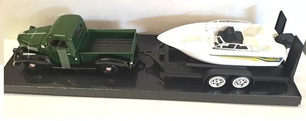 Plymouth Truck with Speed Boat/Trailer 1941 - 1/24 Scale - MotorMax - MOT75200/73278