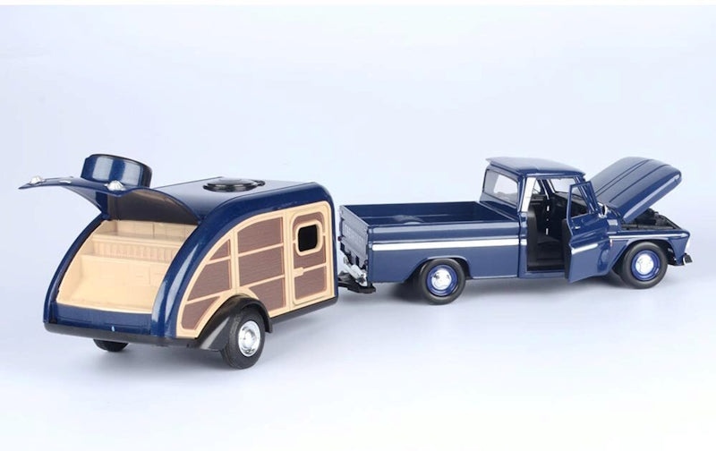 Chevy C10 Fleetside with Caravan 1966 - 1/24 Scale - MotorMax - MOT75200/73355