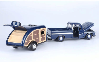 Chevy C10 Fleetside with Caravan 1966 - 1/24 Scale - MotorMax - MOT75200/73355
