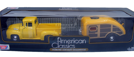 Ford F-100 with Caravan 1955 - 1/24 Scale - MotorMax - MOT75200/79341