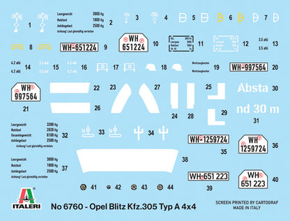 Kfz. 305 Opel Blitz Type A 4x4 - 1/35 Scale - Italeri - IT6760