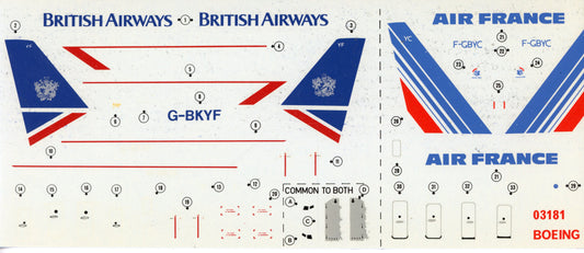 British Airways & Air France Boeing 737-200 Decals - 1/144 Scale Airfix 03181
